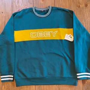 Obey Stand Green & Gold Crew Neck Sweatshirt